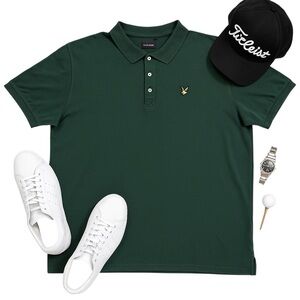 Lyle & Scott Hunter Green Polo Golf Shirt 5XL Armpit 29″ Length 28.5″ Big/Tall